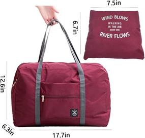 img 3 attached to Foldable Travel Bag: 32L Water Resistant Nylon Canvas Duffel For Gym & Sports Storage