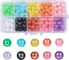 img 4 attached to 300Pcs Of 8X8Mm Round Plastic Beads In 10 AB Plated Colors For DIY Craft Jewelry Making By DanLingJewelry