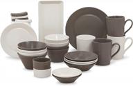 upgrade your dining experience with lenanse's 27-piece stoneware asian bundle dinnerware set - gray and beige logo