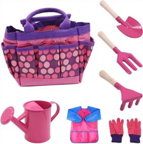 img 4 attached to Порадуйте своих детей садоводством с набором детских садовых инструментов MoTrent из 7 предметов розового цвета