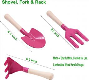 img 1 attached to Порадуйте своих детей садоводством с набором детских садовых инструментов MoTrent из 7 предметов розового цвета
