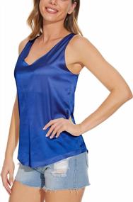 img 1 attached to Women'S V Neck Silk Sleeveless Blouse: Miqieer Casual Loose Fit Satin Cami Tank Top