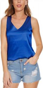 img 4 attached to Women'S V Neck Silk Sleeveless Blouse: Miqieer Casual Loose Fit Satin Cami Tank Top