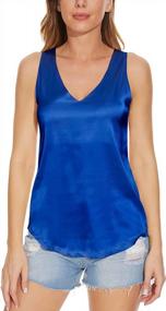 img 3 attached to Women'S V Neck Silk Sleeveless Blouse: Miqieer Casual Loose Fit Satin Cami Tank Top