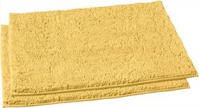 img 4 attached to Extra-Soft Plush Bathroom Rug Set - LuxUrux 23 X 36 Inch Chenille Microfiber Material Shower Bath Mats, Super Absorbent, Yellow