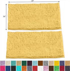 img 3 attached to Extra-Soft Plush Bathroom Rug Set - LuxUrux 23 X 36 Inch Chenille Microfiber Material Shower Bath Mats, Super Absorbent, Yellow