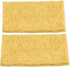 img 2 attached to Extra-Soft Plush Bathroom Rug Set - LuxUrux 23 X 36 Inch Chenille Microfiber Material Shower Bath Mats, Super Absorbent, Yellow