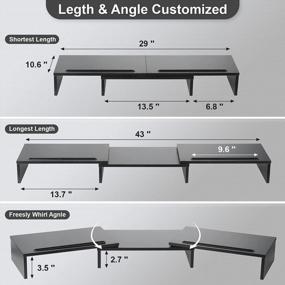 img 3 attached to Marbrasse Dual Monitor Stand: Adjustable Length & Angle, Supports 2 Monitors, Multifunctional Riser For Computer/Tablet/Laptop (Black)