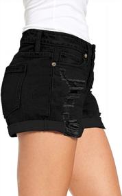 img 2 attached to Fashionable Roll Hem Distressed Jean Shorts For Women By LookbookStore