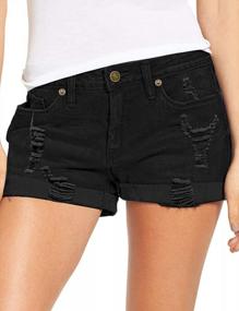 img 4 attached to Fashionable Roll Hem Distressed Jean Shorts For Women By LookbookStore