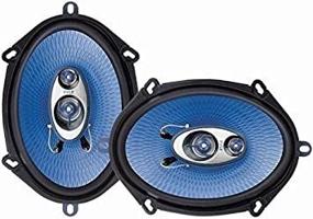 img 2 attached to 🔊 Pair of Pyle PL573BL 5x7 Inch Car Sound Speakers - Upgraded Blue Poly Injection Cone, 3-Way, 300 Watts, Non-fatiguing Butyl Rubber Surround, 80-20Khz Frequency Response, 4 Ohm, 1-inch ASV Voice Coil