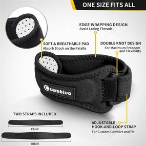 img 3 attached to CAMBIVO 2 Pack Patella Knee Strap, Adjustable Knee Brace Patellar Tendon Stabilizer Support Band For Knee Pain Relief, Jumpers Knee, Tendonitis, Basketball, Running, Hiking, Volleyball, Tennis, Squats