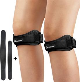 img 4 attached to CAMBIVO 2 Pack Patella Knee Strap, Adjustable Knee Brace Patellar Tendon Stabilizer Support Band For Knee Pain Relief, Jumpers Knee, Tendonitis, Basketball, Running, Hiking, Volleyball, Tennis, Squats