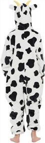 img 1 attached to Kids Animal Costume Onesie - CALANTA Cow Pajamas For Girls Halloween & Christmas Cosplay Sleepwear