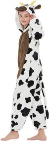 img 2 attached to Kids Animal Costume Onesie - CALANTA Cow Pajamas For Girls Halloween & Christmas Cosplay Sleepwear