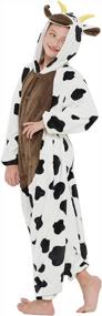 img 4 attached to Детский костюм животного, комбинезон-пижама CALANTA Cow для девочек, одежда для сна на Хэллоуин и Рождество, одежда для сна
