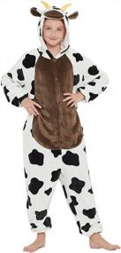 img 3 attached to Kids Animal Costume Onesie - CALANTA Cow Pajamas For Girls Halloween & Christmas Cosplay Sleepwear