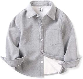 img 4 attached to OCHENTA Fleece Lined Denim Shirt Boys' Clothing at Tops, Tees & Shirts