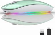rgb wireless mouse, uiosmuph g18 rechargeable silent backlit wireless laptop mouse with usb and type c, 2.4g portable cordless computer mice with rgb backlight, metal base, type c charging(mint green) logo