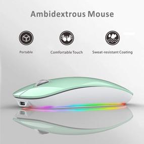img 2 attached to RGB Wireless Mouse, Uiosmuph G18 Rechargeable Silent Backlit Wireless Laptop Mouse With USB And Type C, 2.4G Portable Cordless Computer Mice With RGB Backlight, Metal Base, Type C Charging(Mint Green)