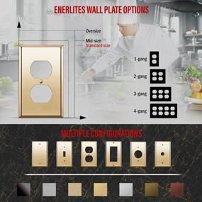 img 1 attached to ENERLITES Duplex Receptacle Outlet Metal Wall Plate, Stainless Steel Outlet Cover, Corrosion Resistant, Size 1-Gang 4.50" X 2.76", 7721-PB, Stainless Steel 201, Polished Brass, Gold