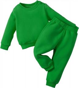 img 2 attached to Stylish Winter Outfit For Toddler Boys & Girls - SOBOWO 2Pcs Fall Set W/ Long Sleeve Pullover Sweatshirt & Pants.