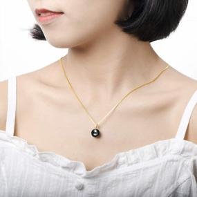 img 1 attached to Women'S Natural Black Pearl Pendant Necklace With Diamond - Genuine 10-11Mm Tahitian Cultured Round Pearls Jewelry In 18K Gold, Perfect Gift With 18" Silver Chain