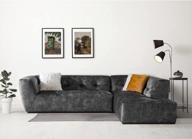 роскошный бархатный тафтинговый диван середины века с низкой спинкой - 113 "w, правая сторона, l-образная форма, 2 предмета, секционный диван для гостиной, серый логотип