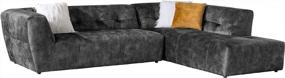 img 2 attached to Роскошный бархатный тафтинговый диван середины века с низкой спинкой - 113 "W, правая сторона, L-образная форма, 2 предмета, секционный диван для гостиной, серый