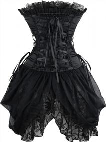 img 2 attached to Flaunt Your Sassy Side With Charmian'S Floral Embroidery Gothic Corset And Lace Skirt Combo For Women