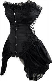 img 3 attached to Flaunt Your Sassy Side With Charmian'S Floral Embroidery Gothic Corset And Lace Skirt Combo For Women