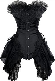 img 4 attached to Flaunt Your Sassy Side With Charmian'S Floral Embroidery Gothic Corset And Lace Skirt Combo For Women