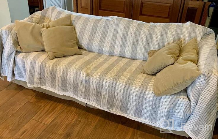 img 1 attached to ROOMLIFE Khaki Chenille Sofa Cover Boho Fish Bone Pattern Sofa Slipcovers Soft Comfy Sectional Couch Covers For 2 3 Cushion Couch Pet Furniture Protector Couch Cover For Dogs 71"X118 review by Jessica Griffith