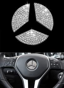 img 4 attached to Наклейка с внутренней наклейкой на руль Bling Crystal Emblem, совместимая с Mercedes-Benz (45 мм))