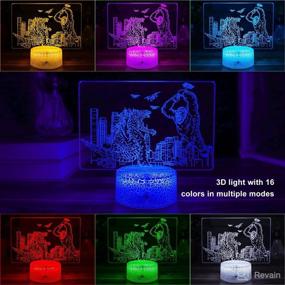 img 3 attached to 🦖 DRYLF Godzilla vs Kong Toys 3D Night Light - Remote Control, Smart Touch, 7 Colors + 16 Colors Changing - Dimmable TRex Toys - Ideal Gifts for 3-9 Year Old Boys and Girls