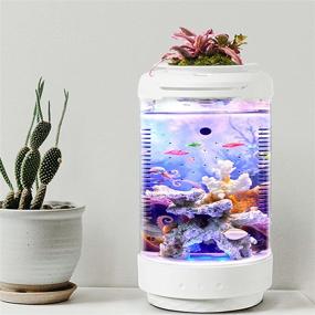 img 1 attached to Emlymoly Mini Smart Ecological Fish Tank Desktop Aquarium with Self-Circulating System, Creative Landscaping for Home Living Room Office, 1.05 Gallon (Fish Tank - A) - No Water Change Required