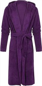 img 2 attached to Winter-Ready Men'S Plush Terry Cloth Hooded Bathrobe In Warm Purple Fleece