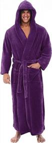 img 4 attached to Winter-Ready Men'S Plush Terry Cloth Hooded Bathrobe In Warm Purple Fleece