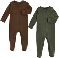комплект из 2 хлопковых детских пижам с молнией и варежками - комбинезоны с длинными рукавами для сна и игр для младенцев от aablexema логотип