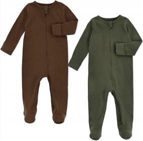 img 4 attached to 2-Pack Cotton Footed Baby Pajamas With Zipper And Mittens - Long Sleeve Sleep And Play Onesies For Infants By Aablexema