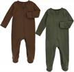 2-pack cotton footed baby pajamas with zipper and mittens - long sleeve sleep and play onesies for infants by aablexema logo