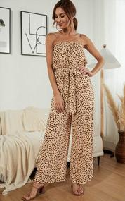 img 3 attached to Angashion Women'S Off Shoulder Ruffle Jumpsuit With Button Belt Wide Leg Summer Romper
