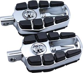 img 3 attached to FATECIM Chrome Motorcycle Skull Foot Pegs Pedals Motorbike Highway Foot Rests Boards with Male Mount Adapters &amp; Anti-Slip Rubber Universal for Harley Davidson, Honda, Suzuki, Yamaha, Triumph (All Years)