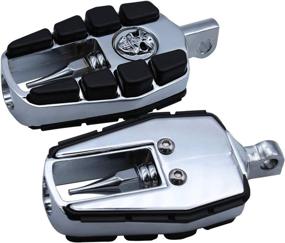 img 1 attached to FATECIM Chrome Motorcycle Skull Foot Pegs Pedals Motorbike Highway Foot Rests Boards with Male Mount Adapters &amp; Anti-Slip Rubber Universal for Harley Davidson, Honda, Suzuki, Yamaha, Triumph (All Years)