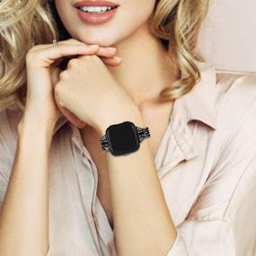 img 1 attached to Joyozy Rhinestone Bling Bands for Fitbit Versa/Versa 2/Versa Lite/Versa SE Smartwatch - Chic Dressy Bracelet Replacement Wristbands, Women's Jewelry Strap - Black