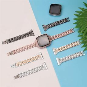 img 2 attached to Joyozy Rhinestone Bling Bands for Fitbit Versa/Versa 2/Versa Lite/Versa SE Smartwatch - Chic Dressy Bracelet Replacement Wristbands, Women's Jewelry Strap - Black