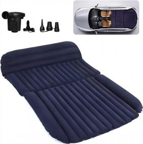 img 4 attached to Experience Ultimate Comfort On The Go With QDH SUV Air Mattress - Portable Car Bed For Travel & Camping In Blue And Black