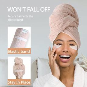 img 3 attached to Ultra-Large Microfiber Hair Towel Wrap For Women - Anti-Frizz, Elastic Strap, Super Absorbent, Soft And Fast-Drying Hair Turban For Thick Hair