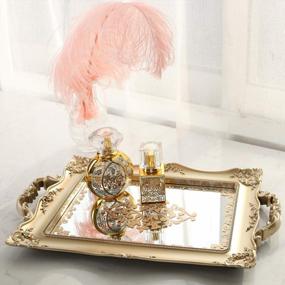 img 1 attached to Gorgeous Gold Zosenley Decorative Mirror Tray - Perfect For Makeup, Jewelry & Home Decor!