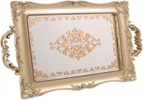 img 4 attached to Gorgeous Gold Zosenley Decorative Mirror Tray - Perfect For Makeup, Jewelry & Home Decor!